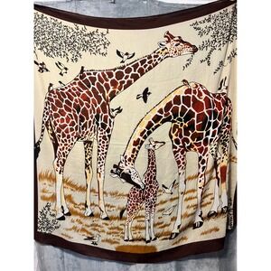 Ganz Woodstock Giraffe Print Scarf Brown Beige Animal Print Viscose 50 x 49 Rare